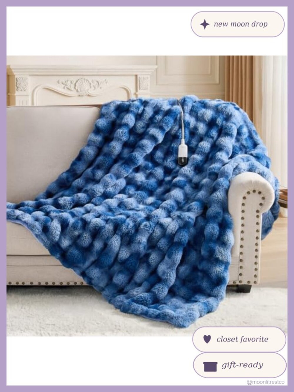 Faux Fur Electric Heated Throw Blanket 700GSM Ultra Thick 12 Heat Levels